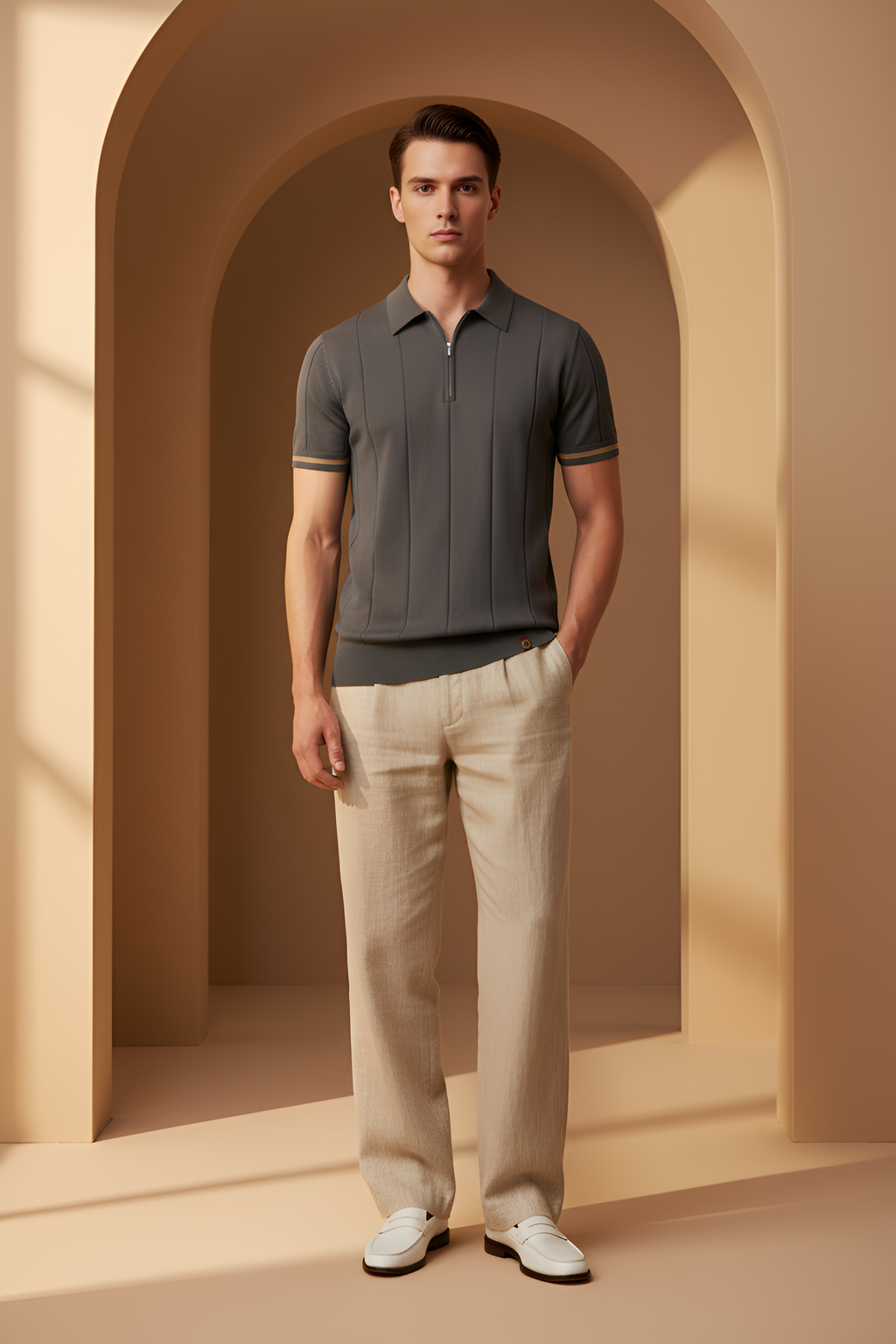 Savile Zip‑Neck Knit Polo