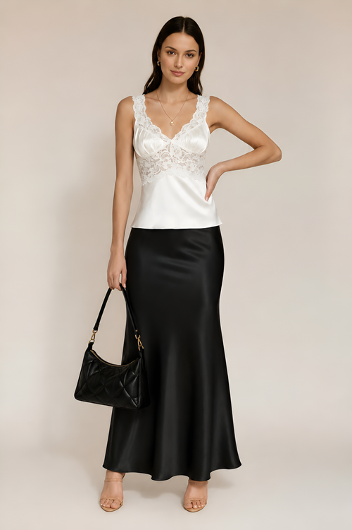 Full Satin Midi Skirt