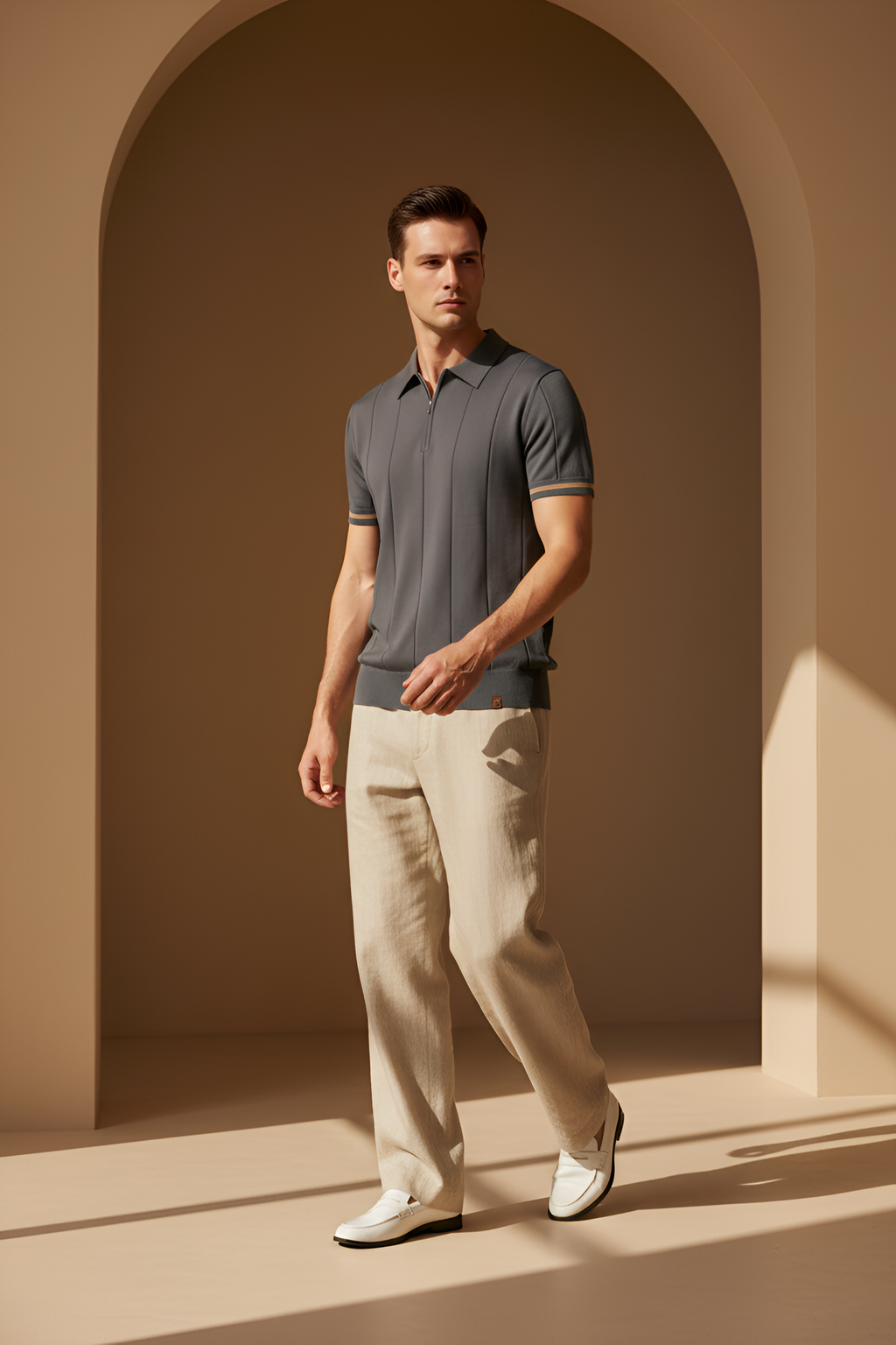 Savile Zip‑Neck Knit Polo