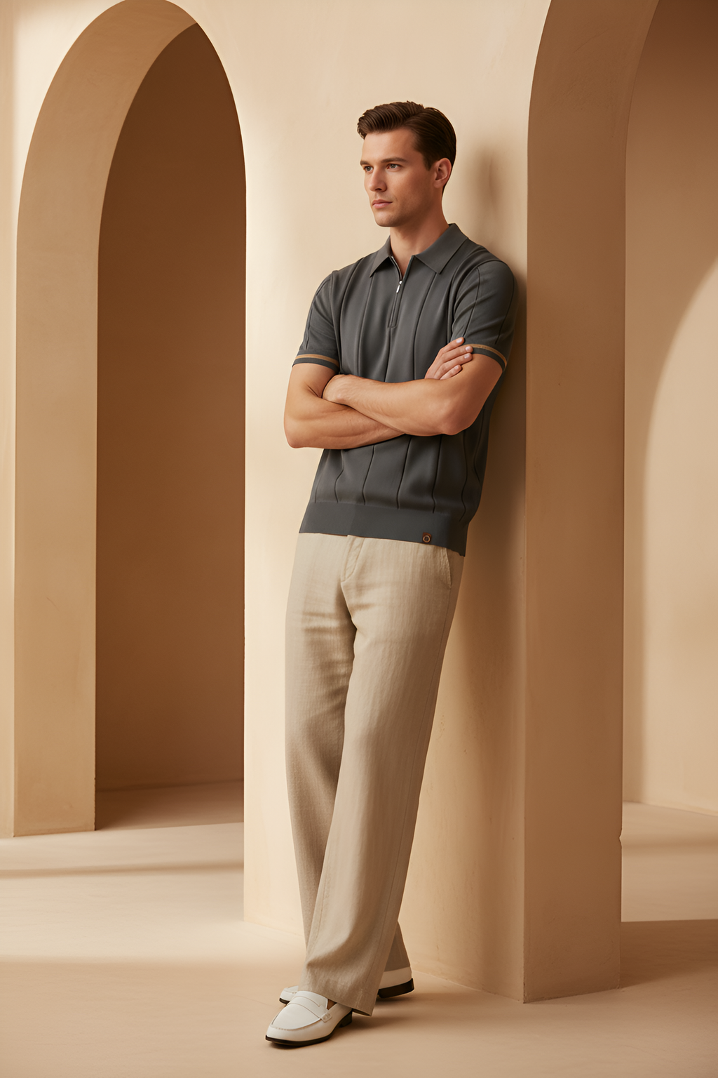 Savile Zip‑Neck Knit Polo