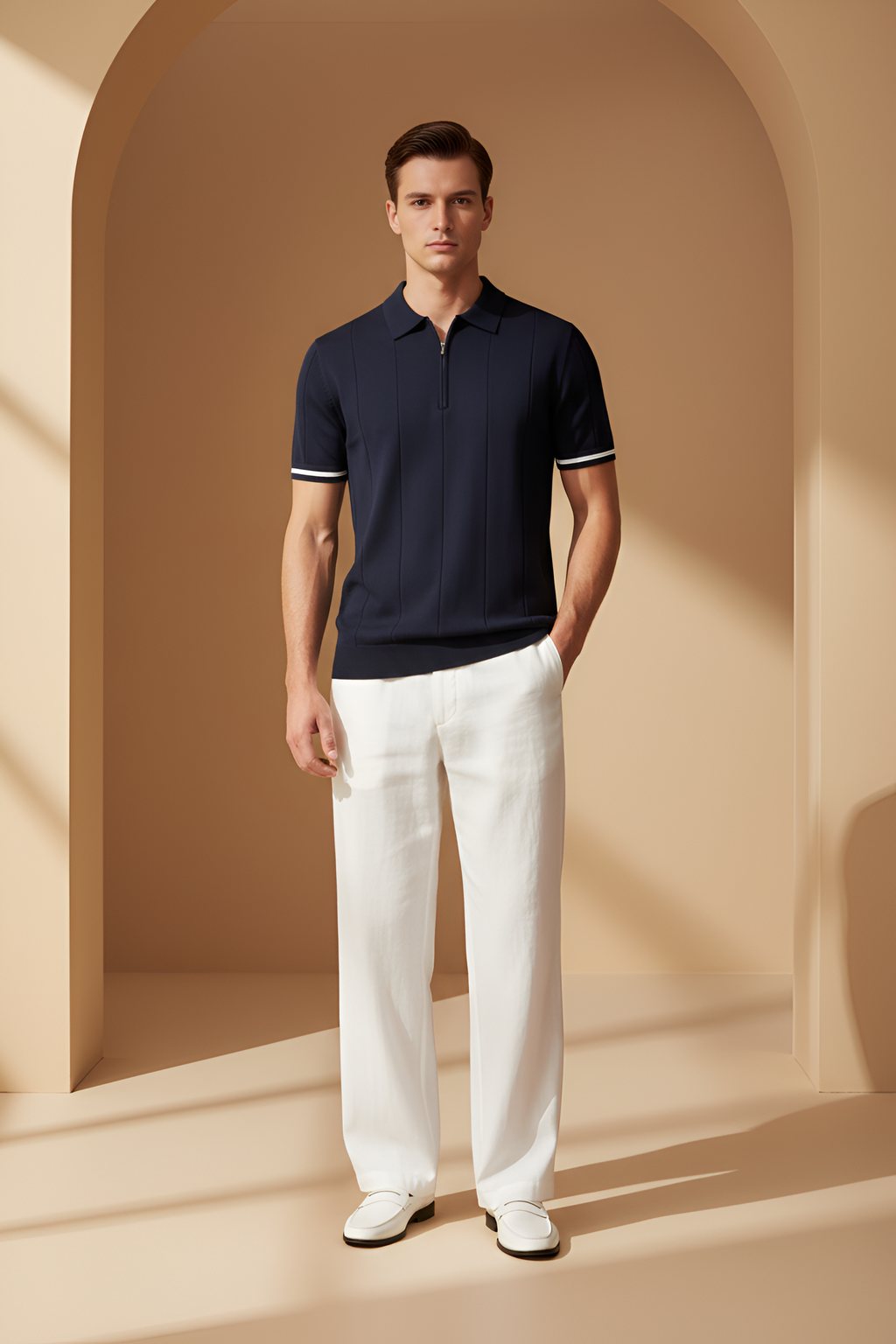 Savile Zip‑Neck Knit Polo
