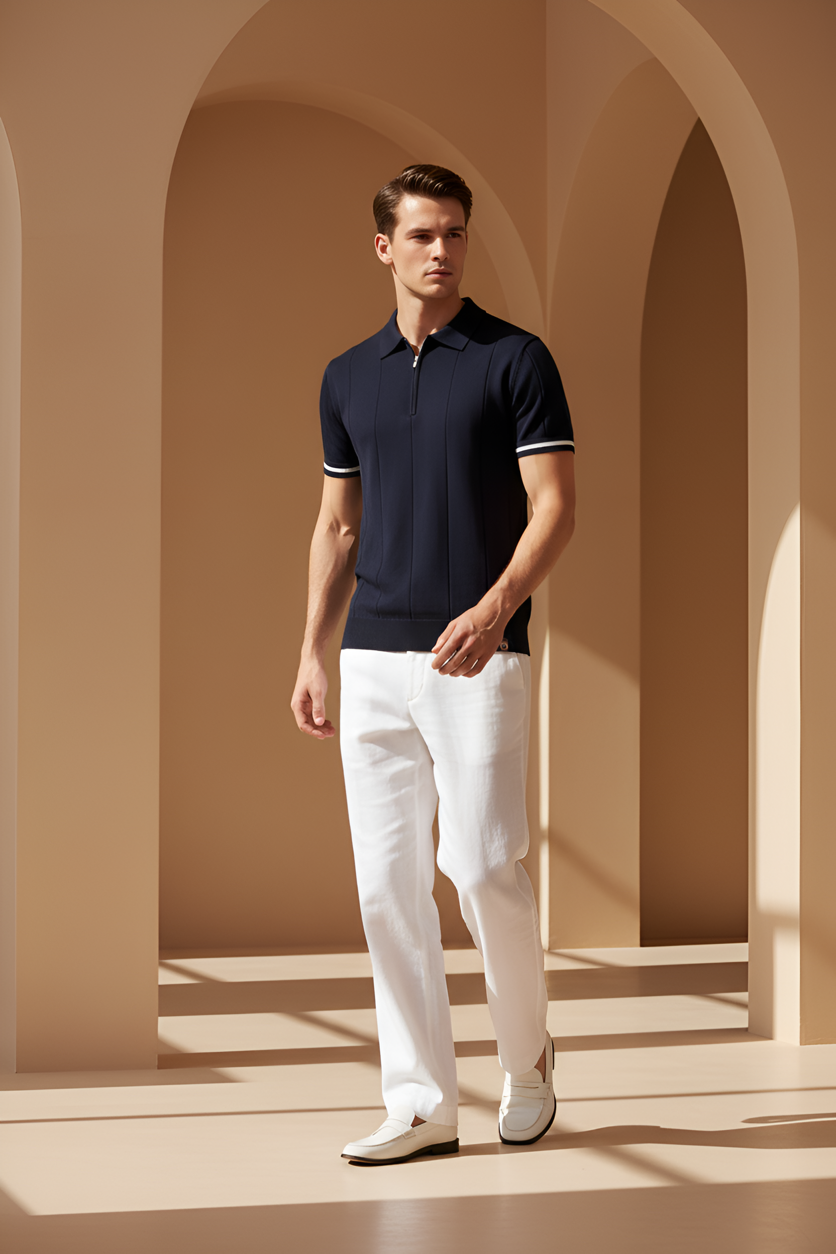 Savile Zip‑Neck Knit Polo