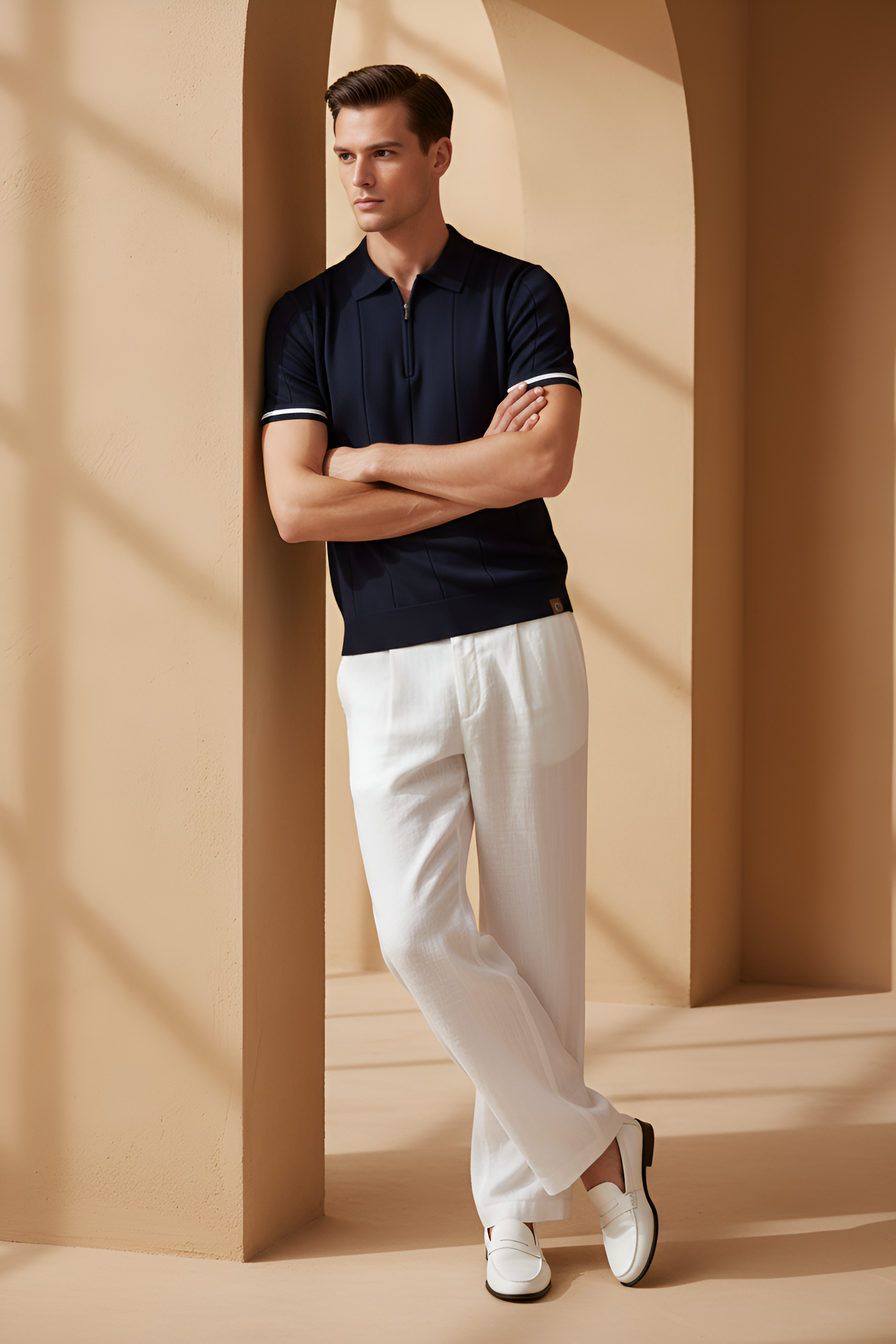 Savile Zip‑Neck Knit Polo