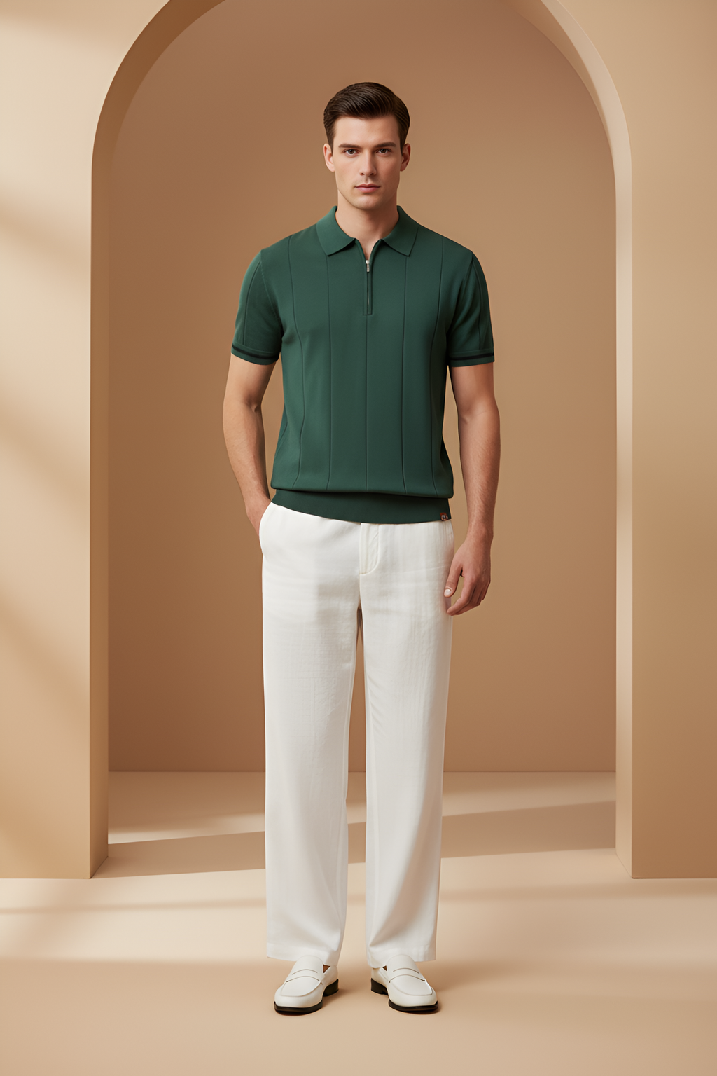 Savile Zip‑Neck Knit Polo