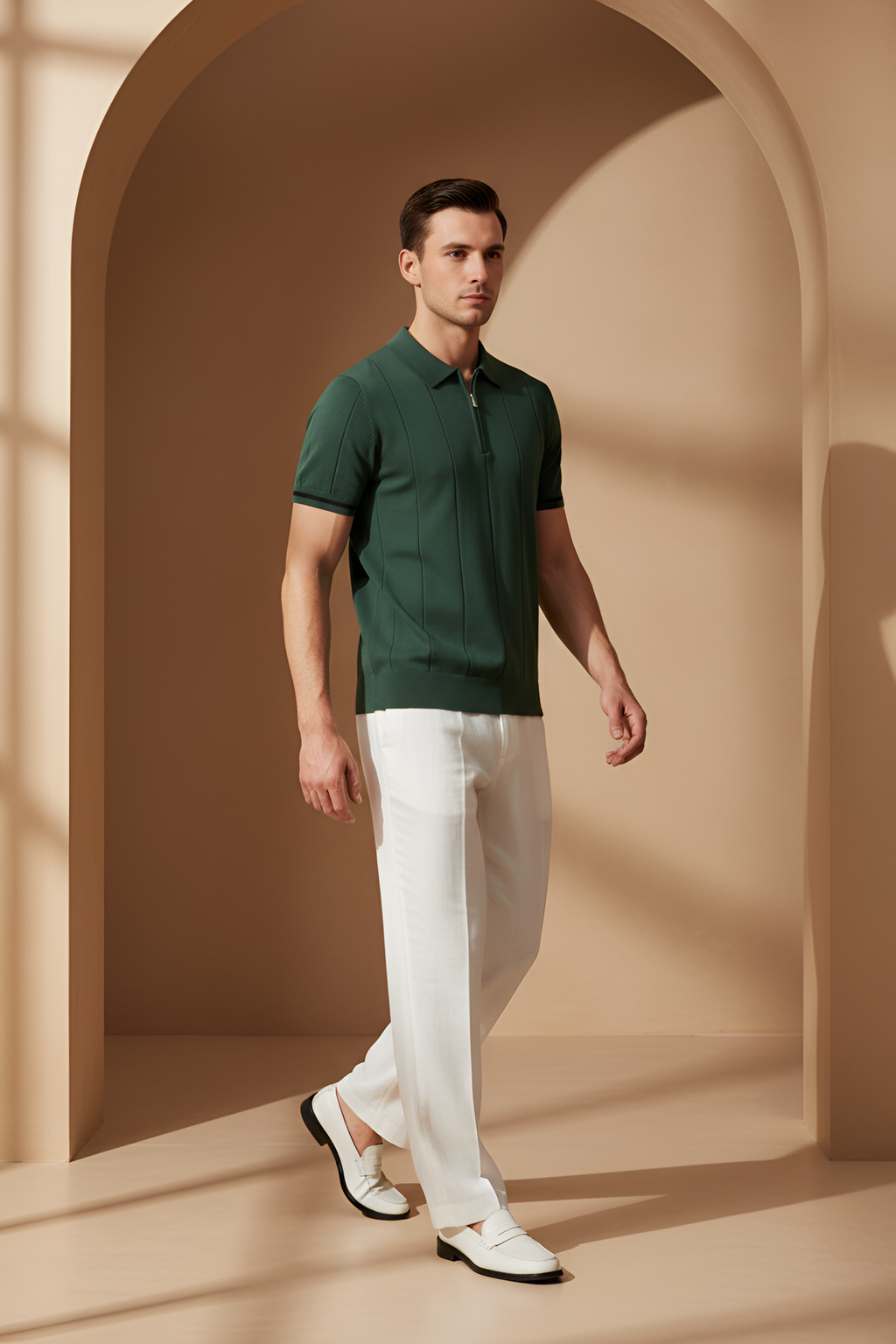 Savile Zip‑Neck Knit Polo