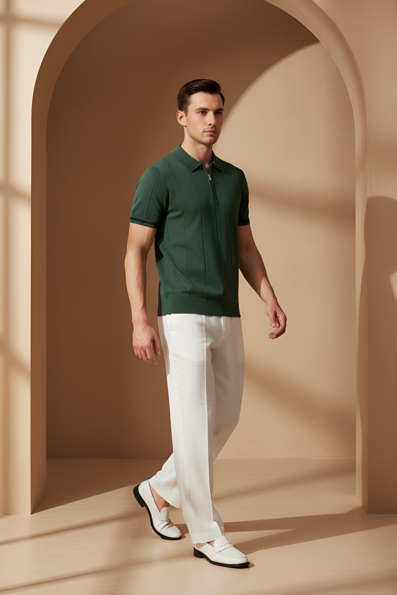 Savile Zip‑Neck Knit Polo