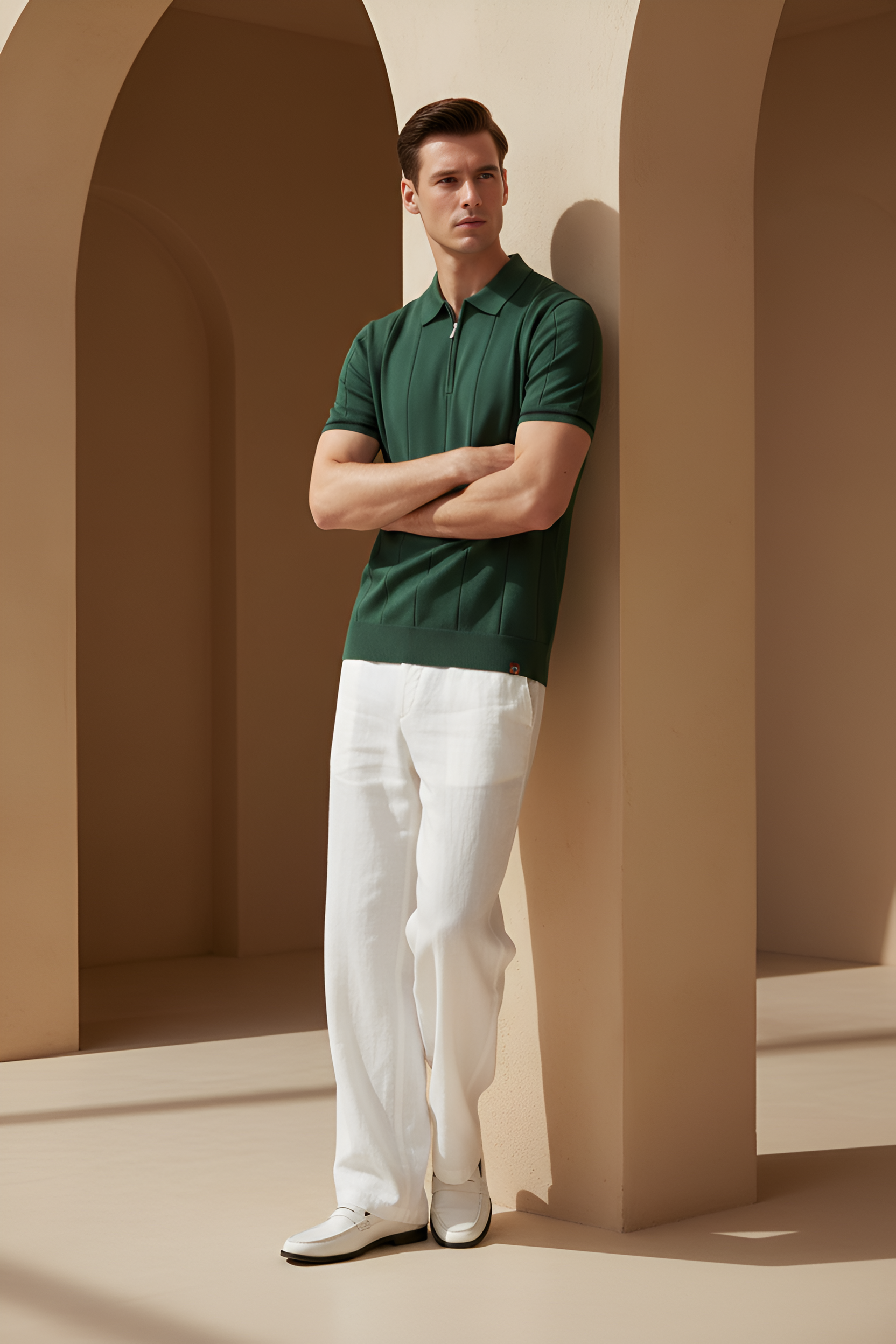 Savile Zip‑Neck Knit Polo