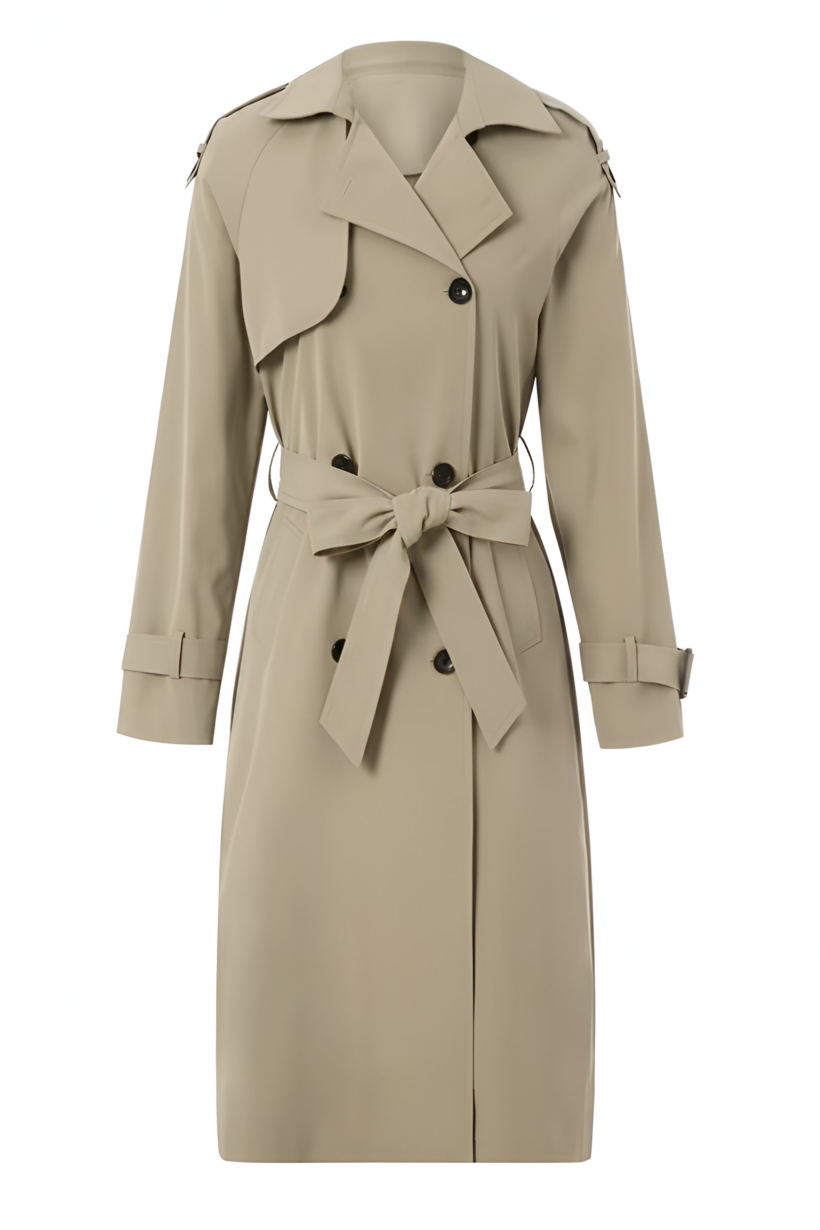 Classic Long Trench Coat with Belted Waist