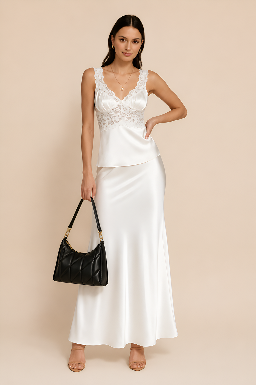 Full Satin Midi Skirt