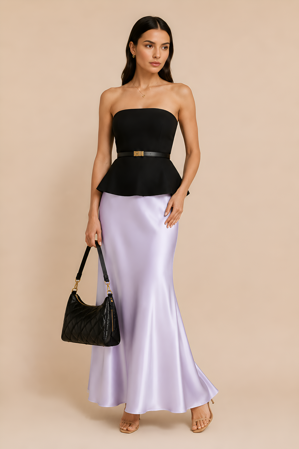 Full Satin Midi Skirt
