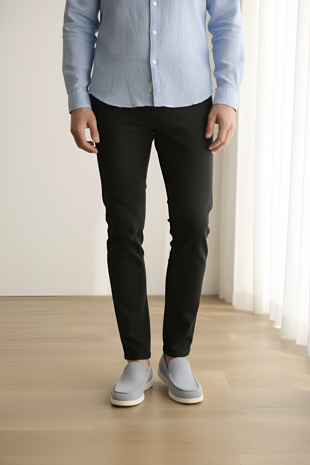 Blue Suede Loafer Mules