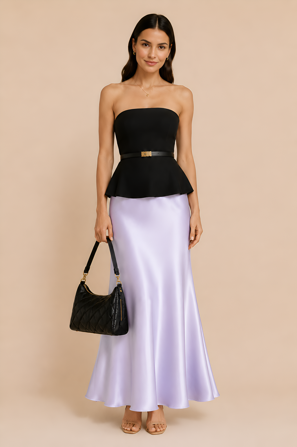 Full Satin Midi Skirt