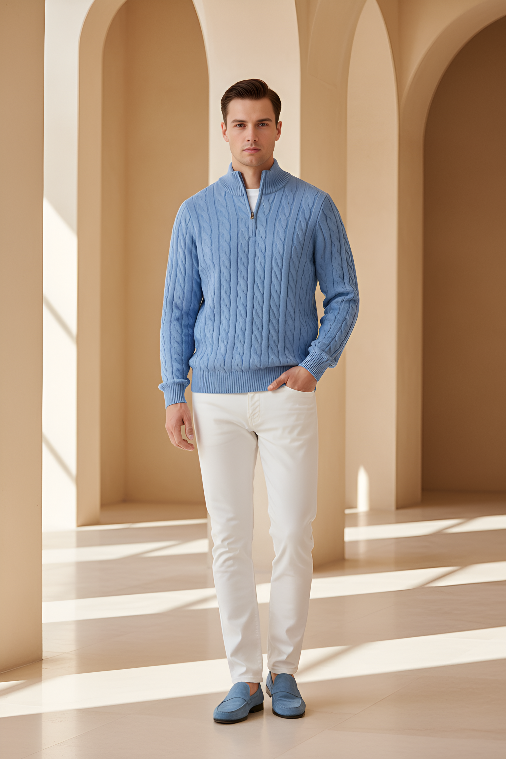 Savoy Cable Knit Quarter‑Zip