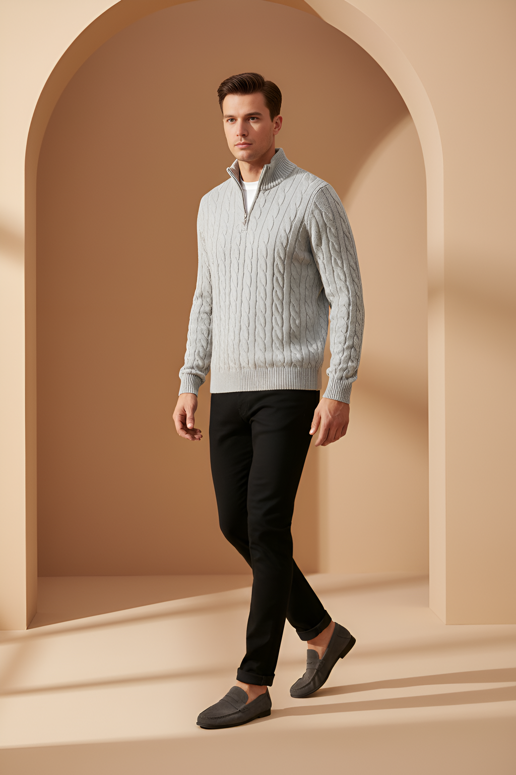Savoy Cable Knit Quarter‑Zip