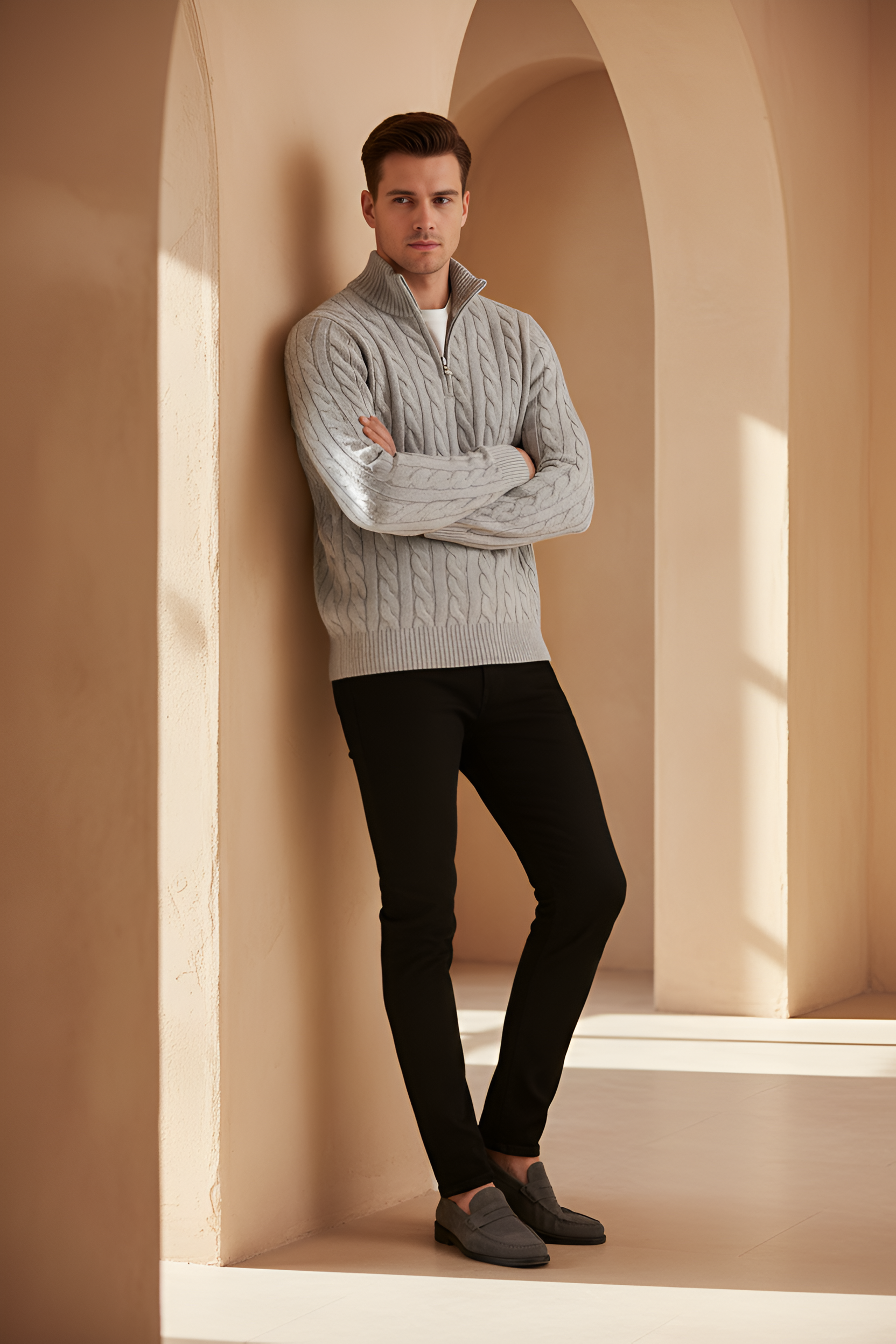 Savoy Cable Knit Quarter‑Zip