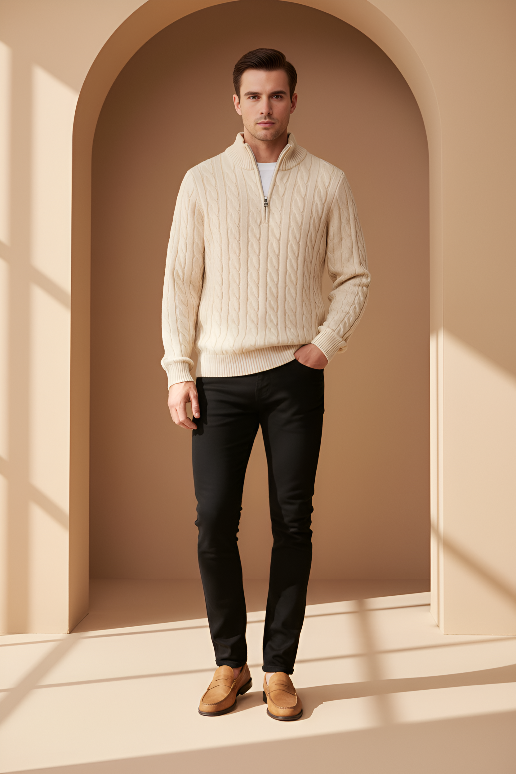Savoy Cable Knit Quarter‑Zip