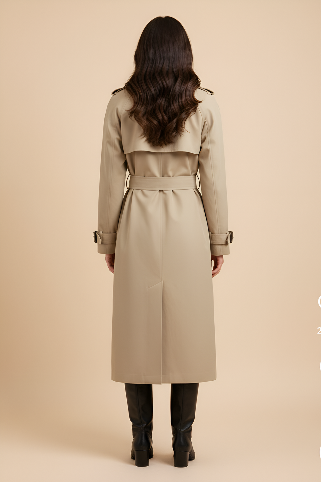 Classic Long Trench Coat with Belted Waist
