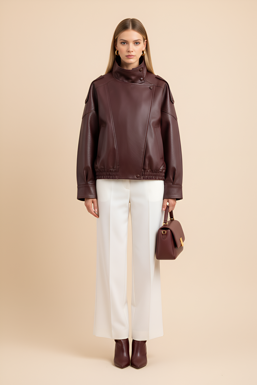 Oversized Faux Leather Biker Jacket