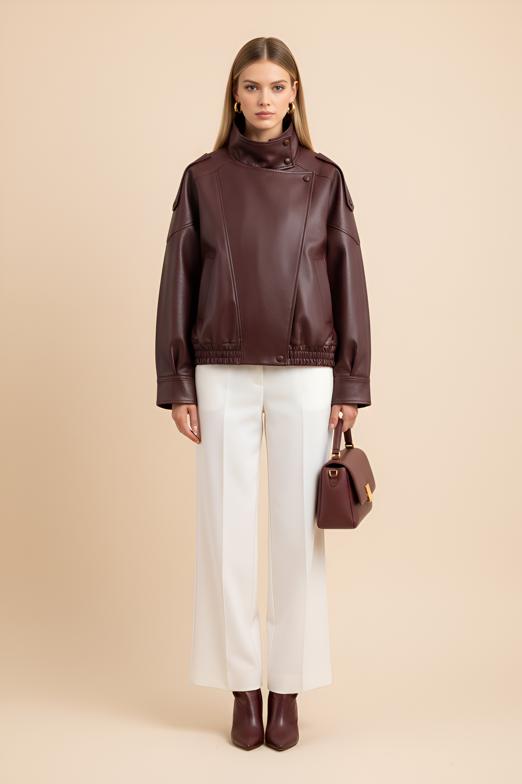 Oversized Faux Leather Biker Jacket