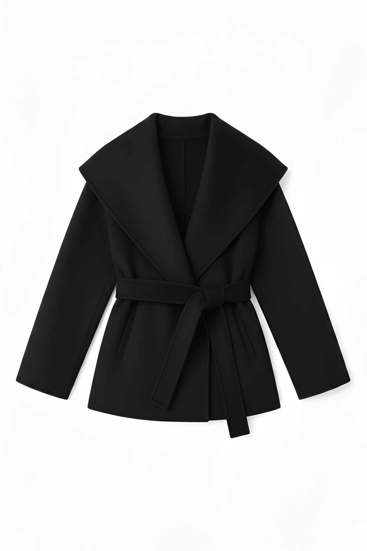 Shawl-Collar Wool Wrap Coat