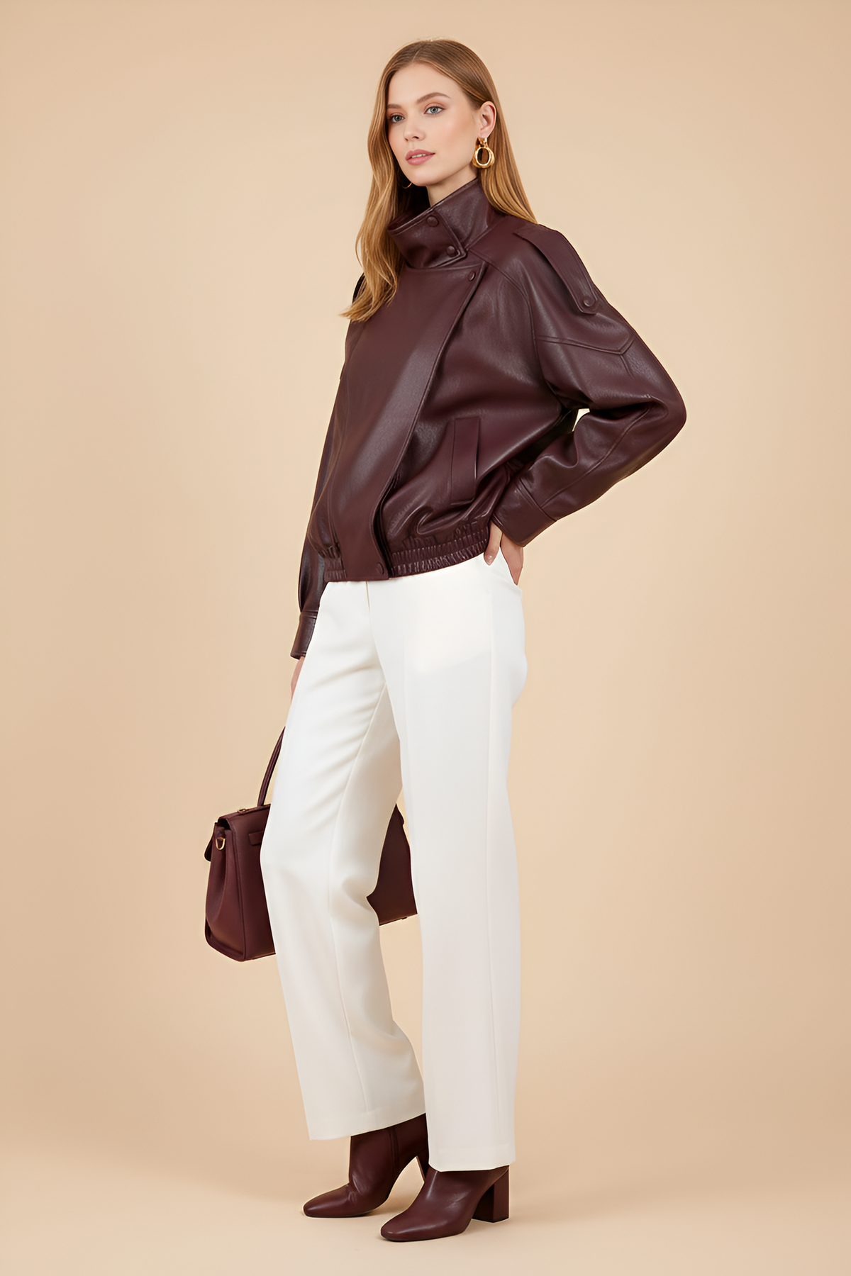 Oversized Faux Leather Biker Jacket