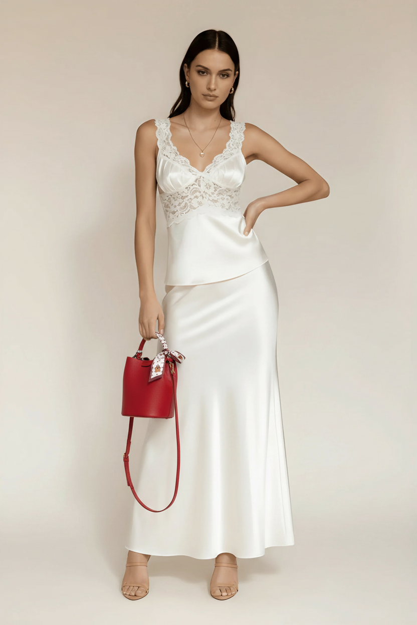 Full Satin Midi Skirt