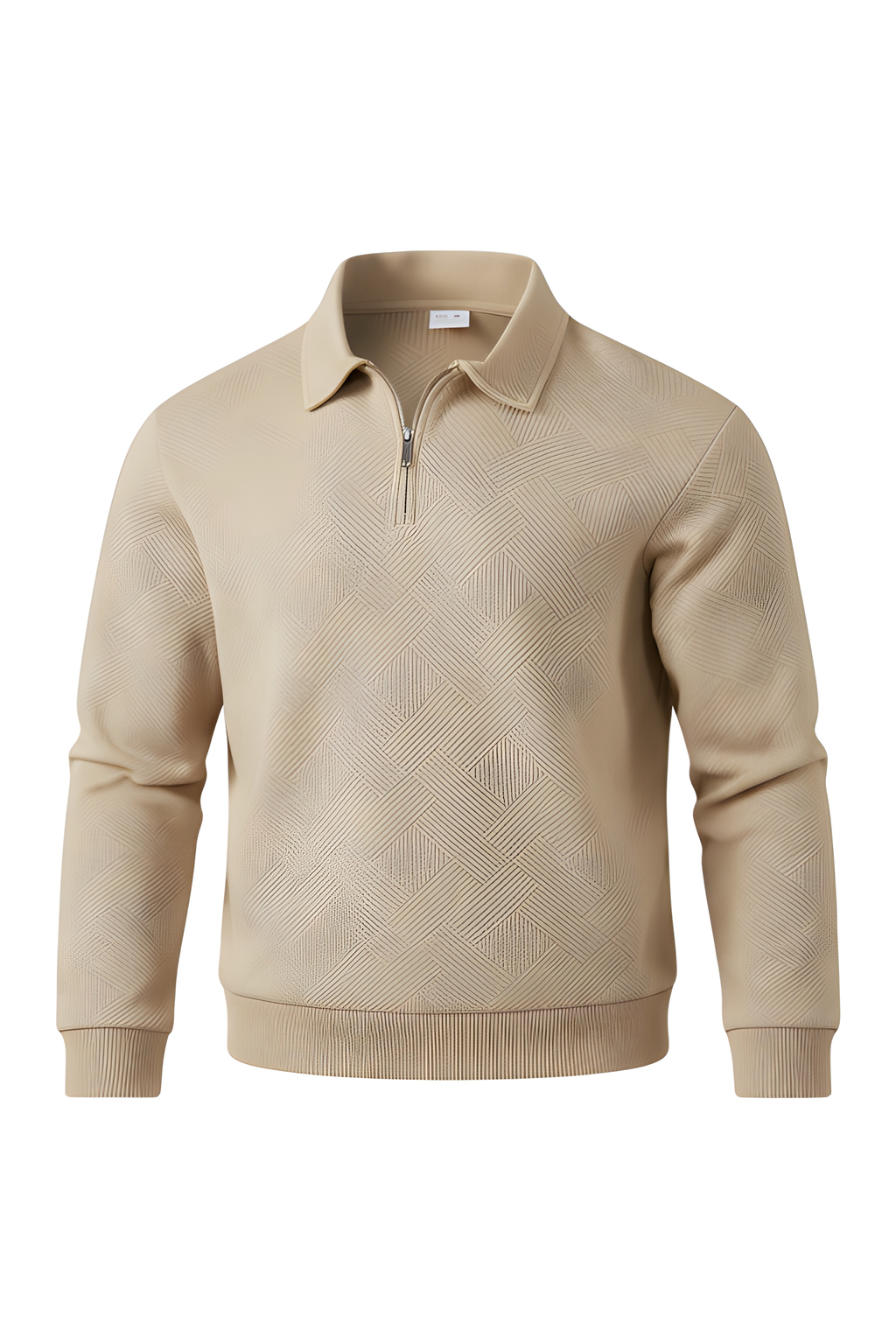Beige Quarter‑Zip Polo