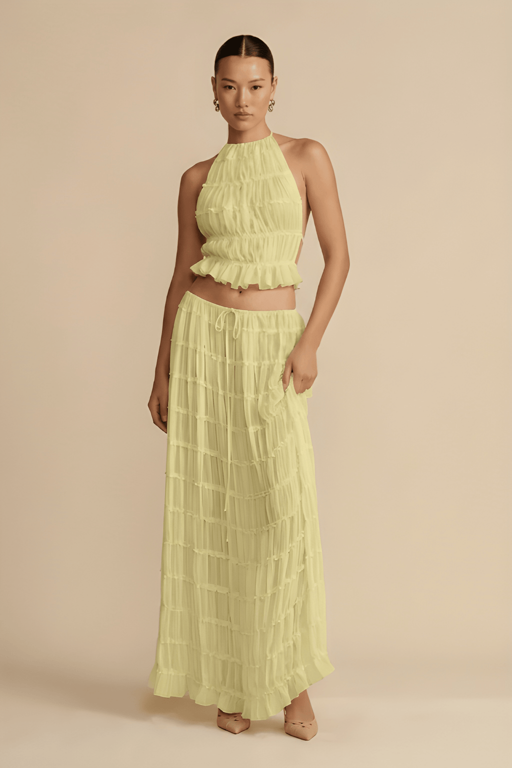 Soft‑Draped Halter Skirt Set