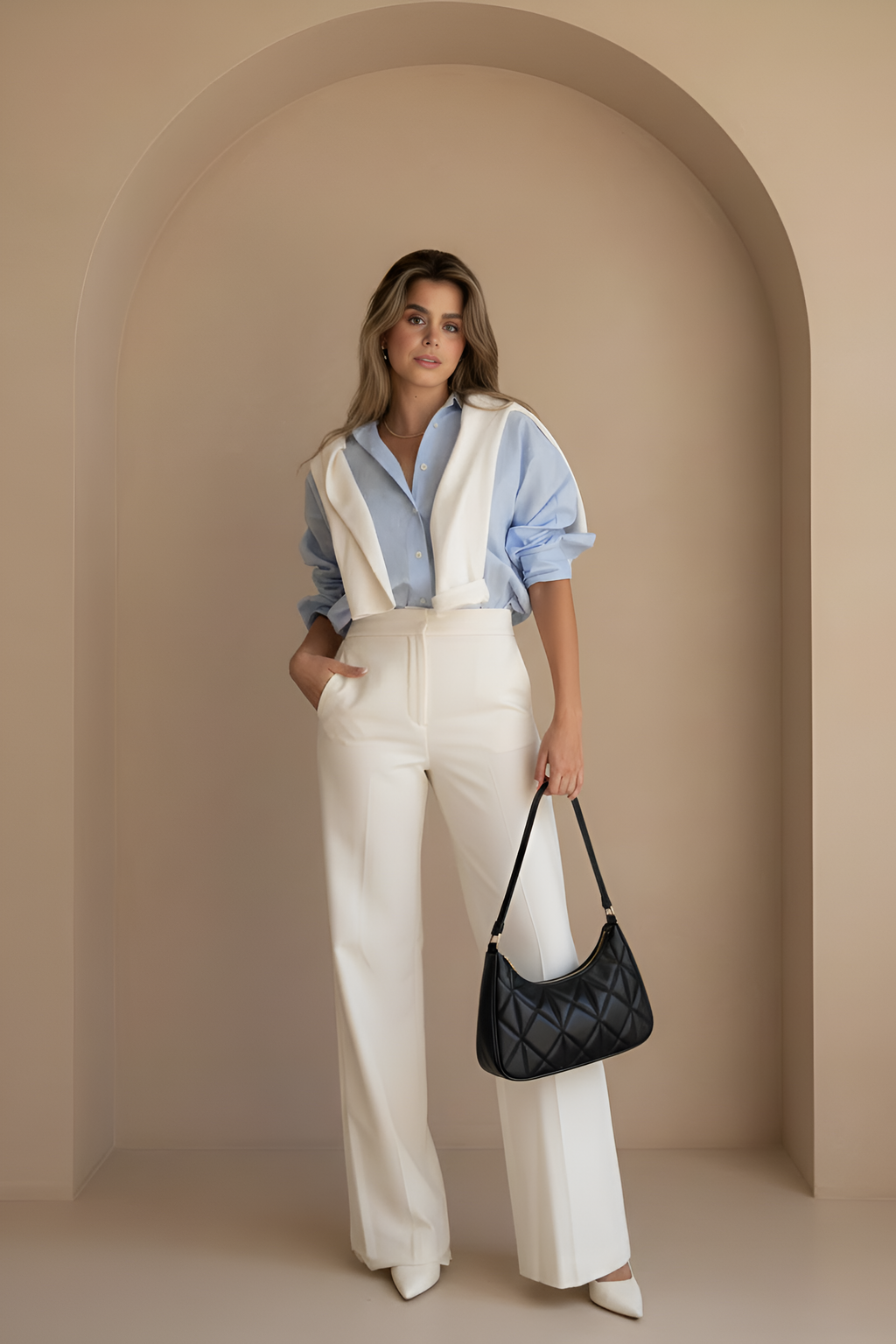 White Tailored Crease Trousers