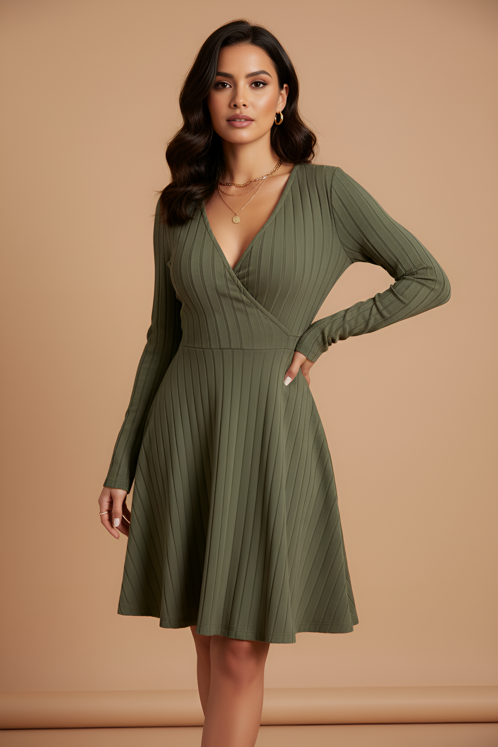 Ribbed Wrap Dress