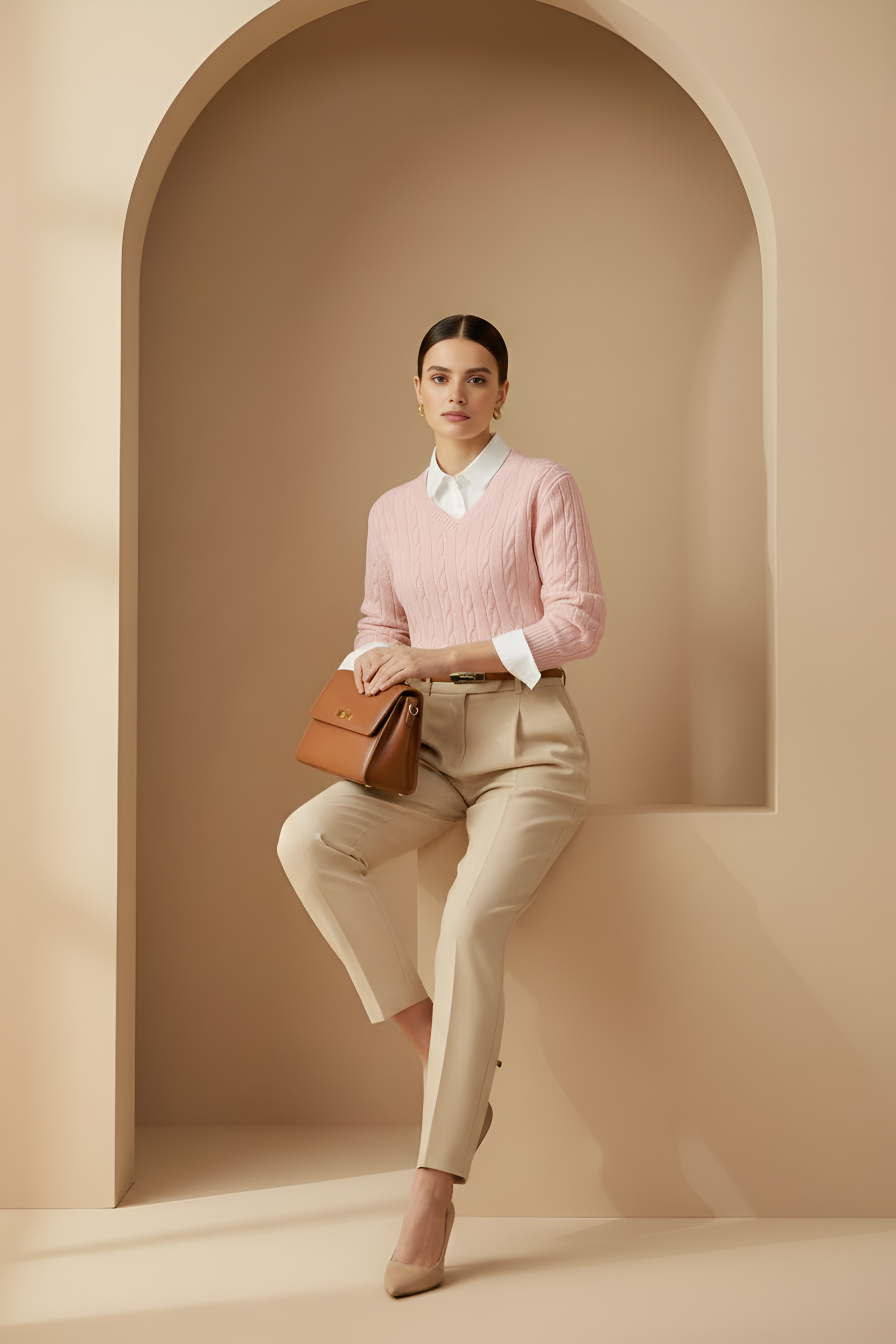 Regal Cable‑Knit V Sweater