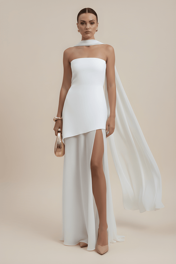 Sculpted Strapless Slit Gown