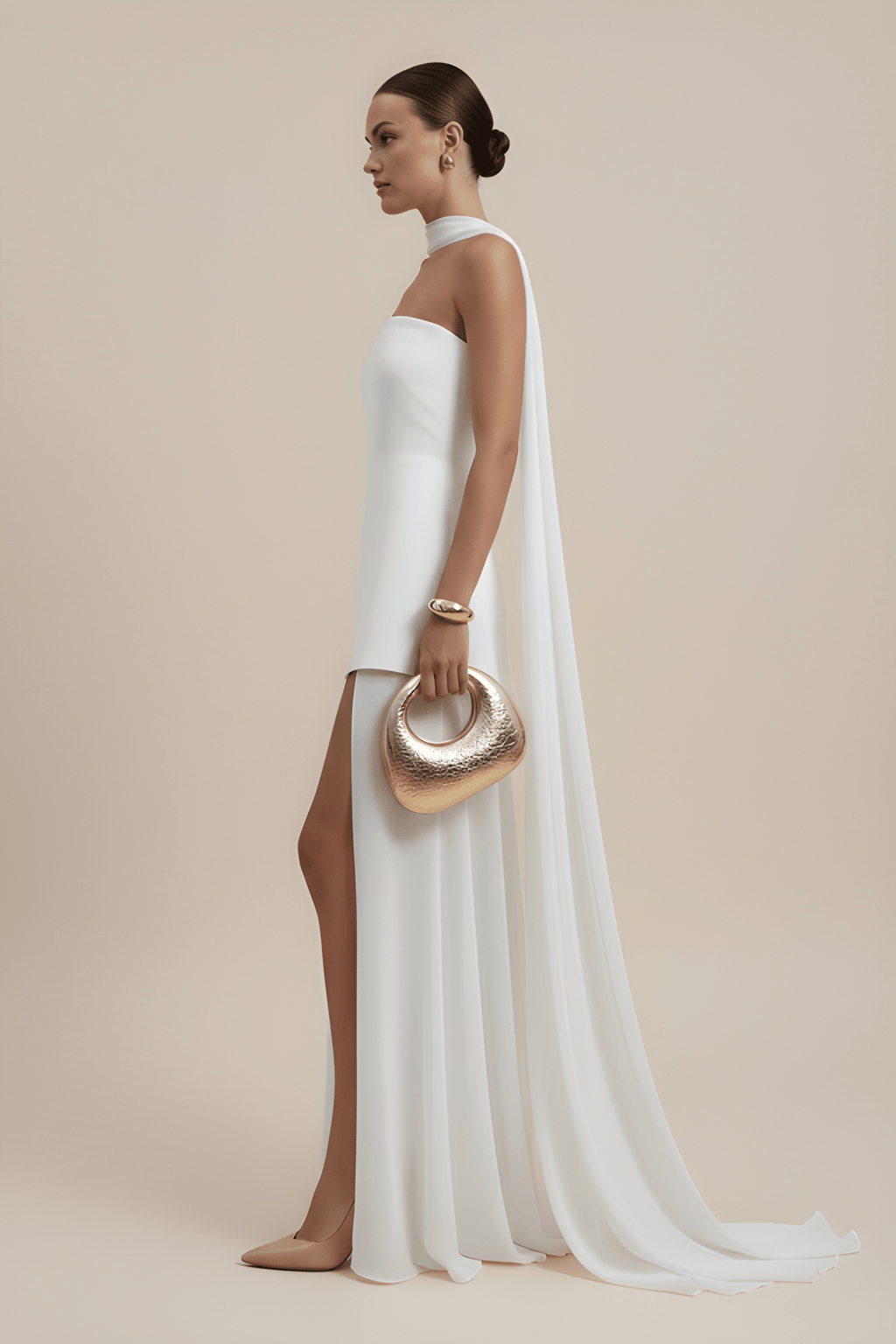 Sculpted Strapless Slit Gown