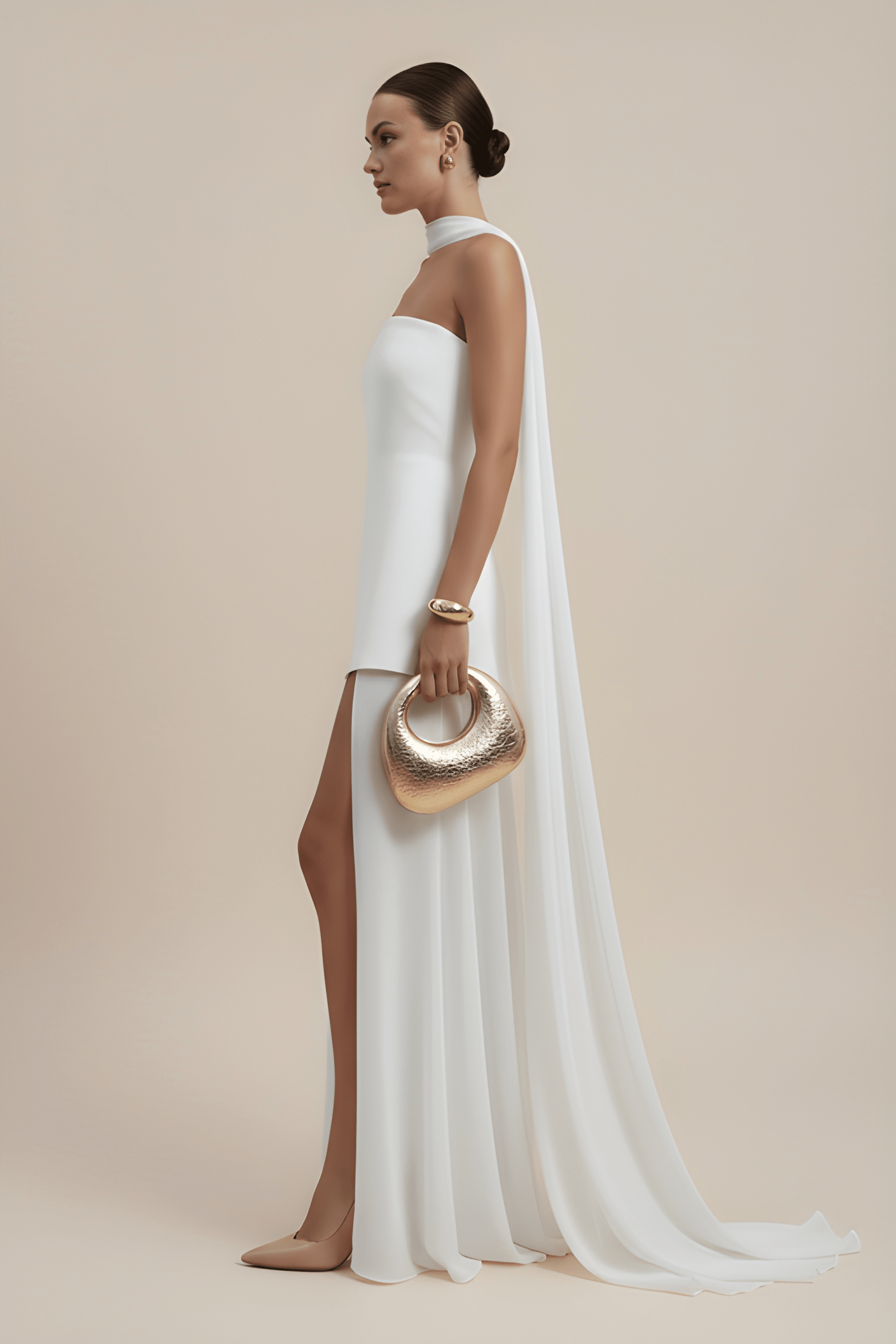 Sculpted Strapless Slit Gown