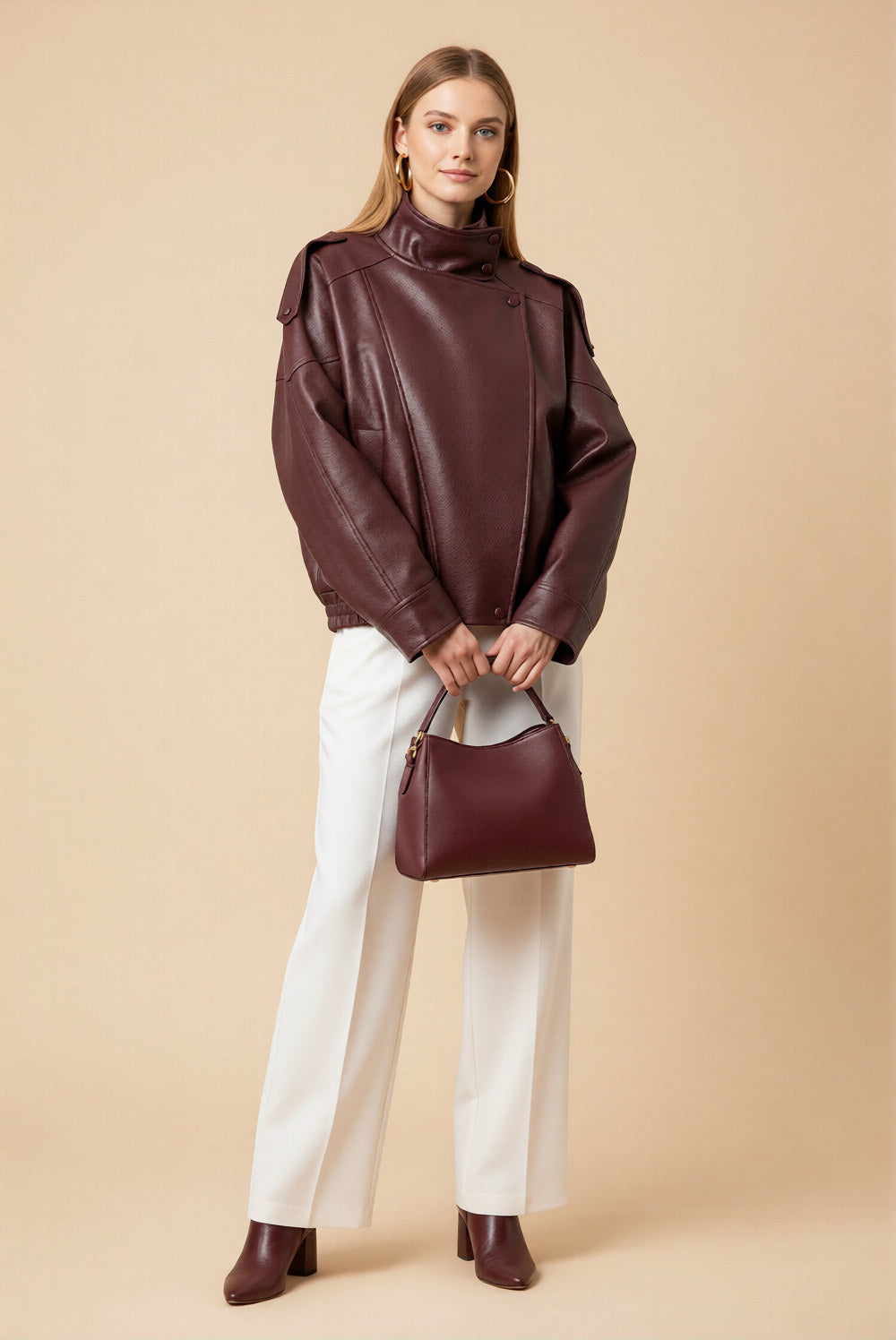 Oversized Faux Leather Biker Jacket