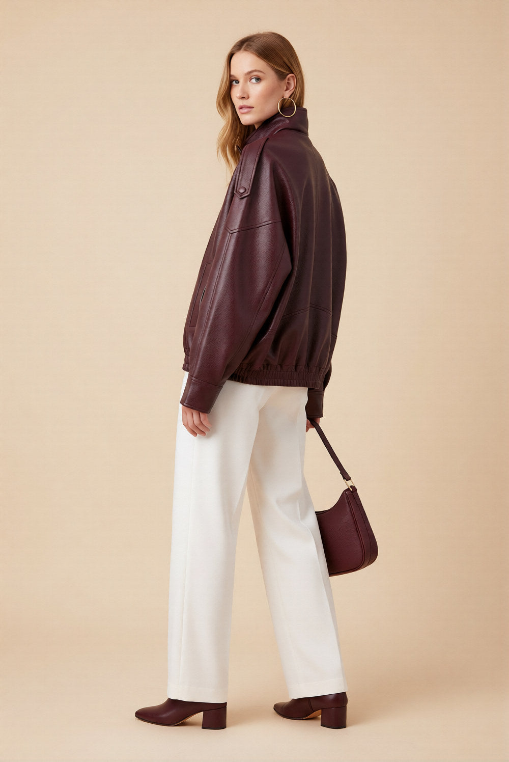 Oversized Faux Leather Biker Jacket