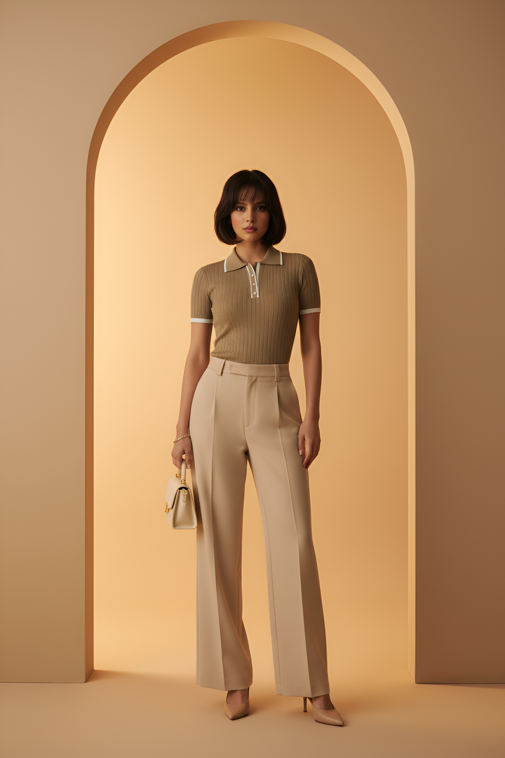 Button Collared Knit Polo