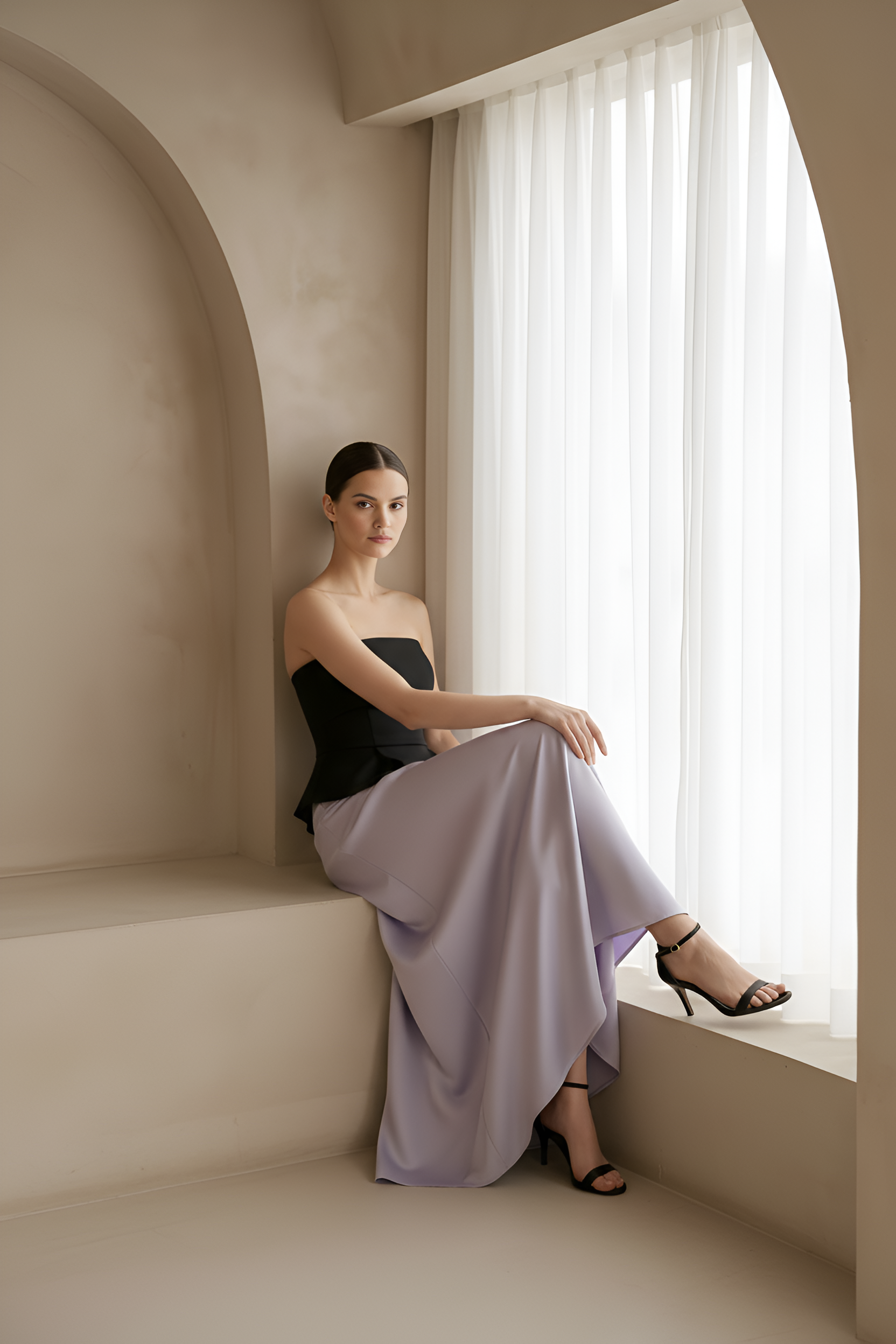 Full Satin Midi Skirt