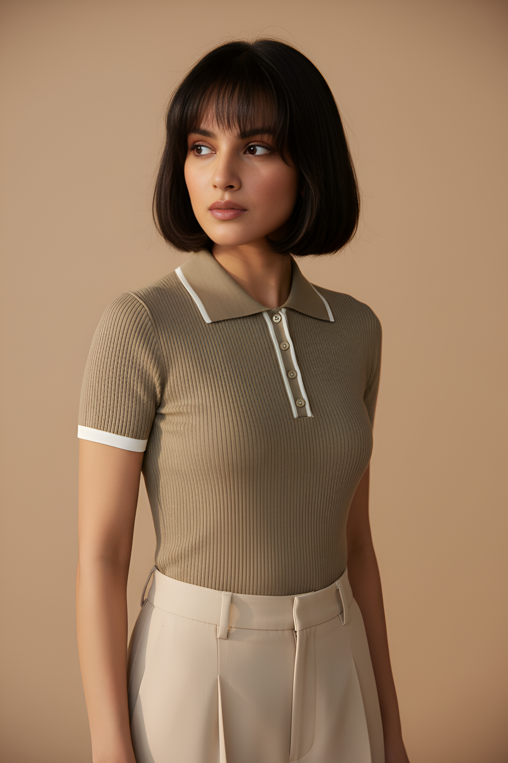 Button Collared Knit Polo