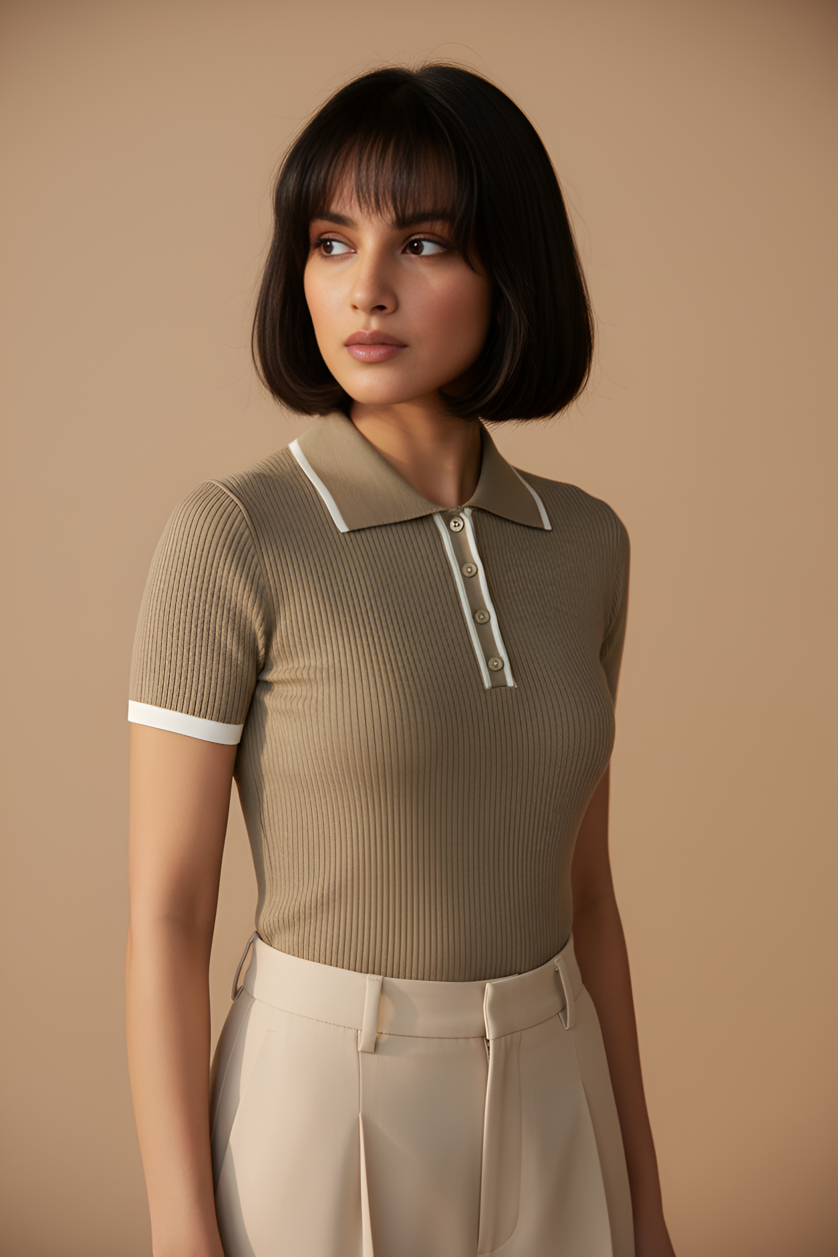 Button Collared Knit Polo