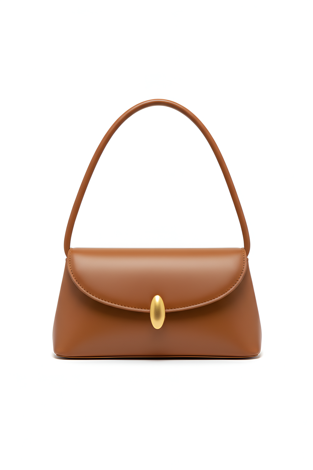 Oval Clasp Handle Shoulder Bag