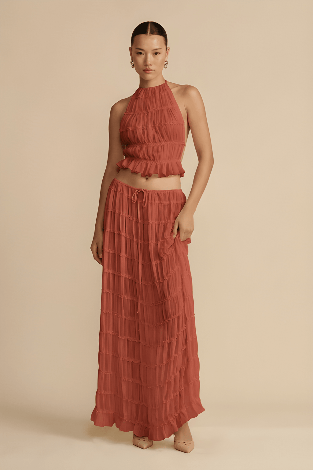 Soft‑Draped Halter Skirt Set