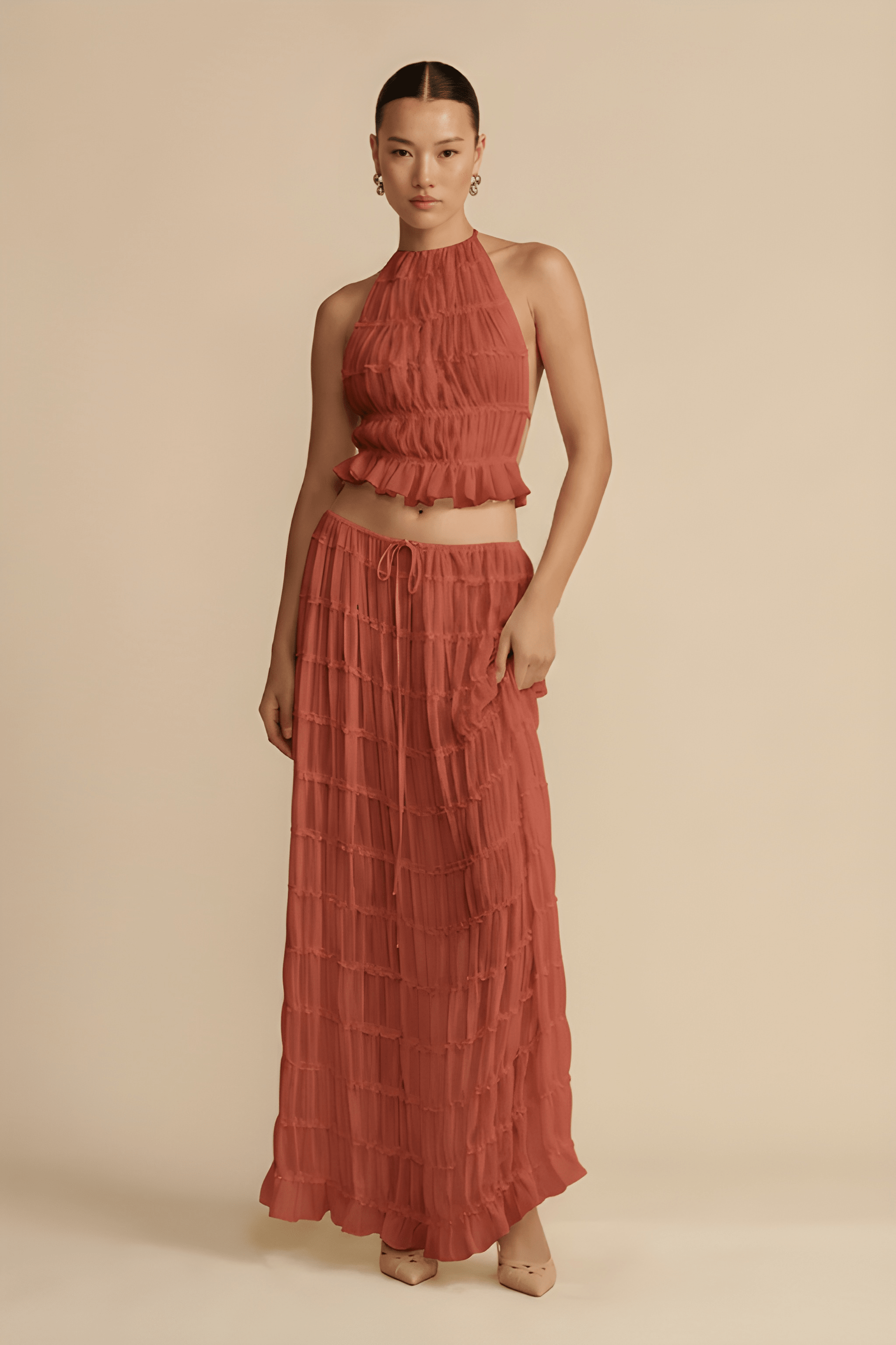 Soft‑Draped Halter Skirt Set