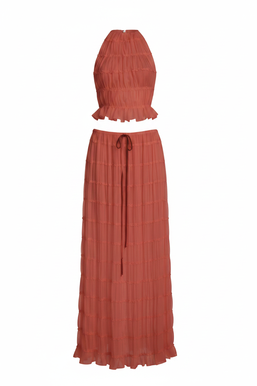 Soft‑Draped Halter Skirt Set