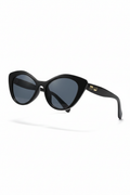 Three-Quarter — Black Cat-Eye Sunglasses Open