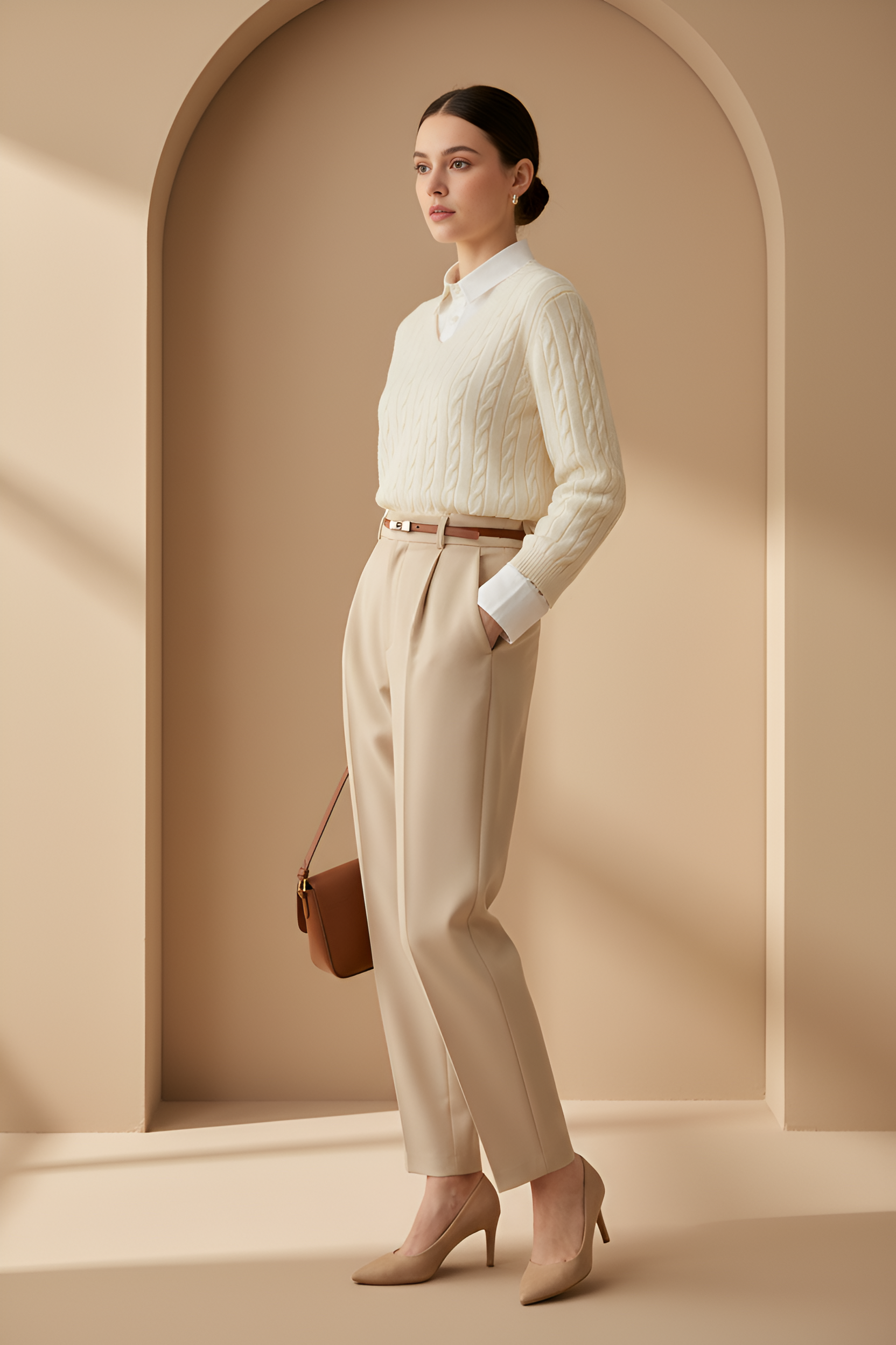 Regal Cable‑Knit V Sweater