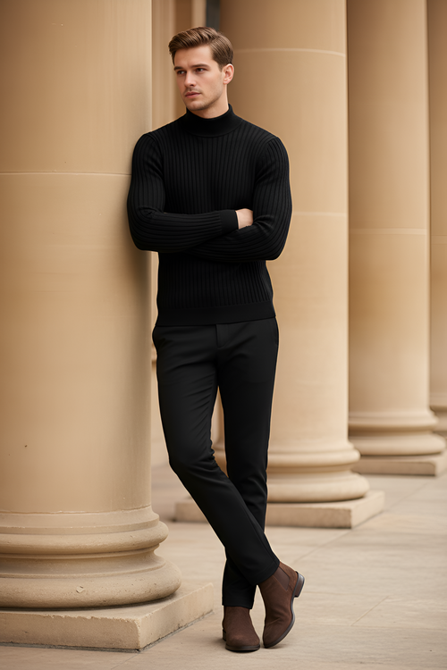 Black Polo High‑Neck