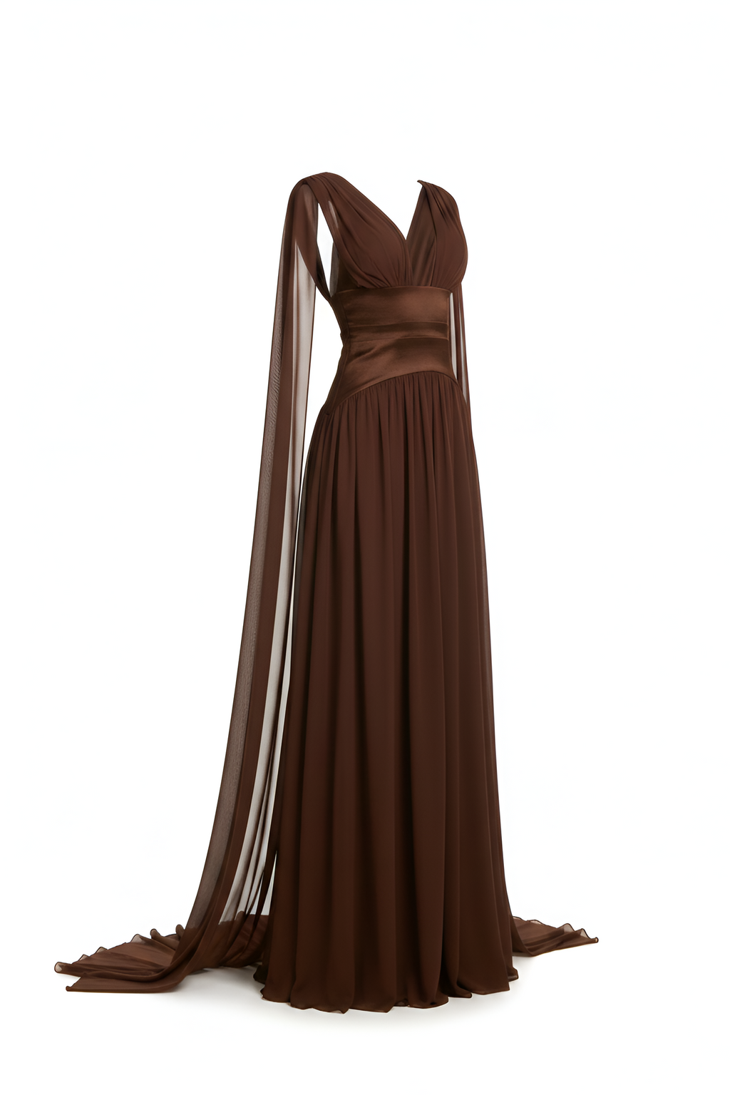 Draped Satin Cape Gown