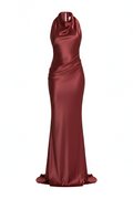 Halter‑Neck Satin Dress