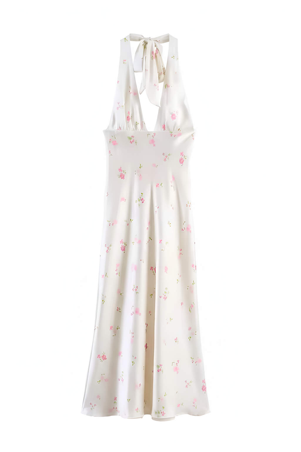 Floral Satin Halter Gown